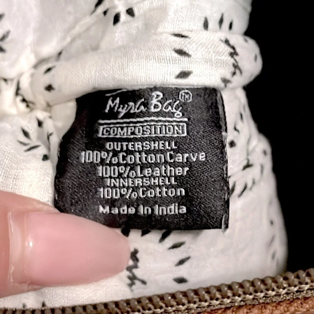 Myra cowhide leather and canvas upcycled crossbody bag EUC